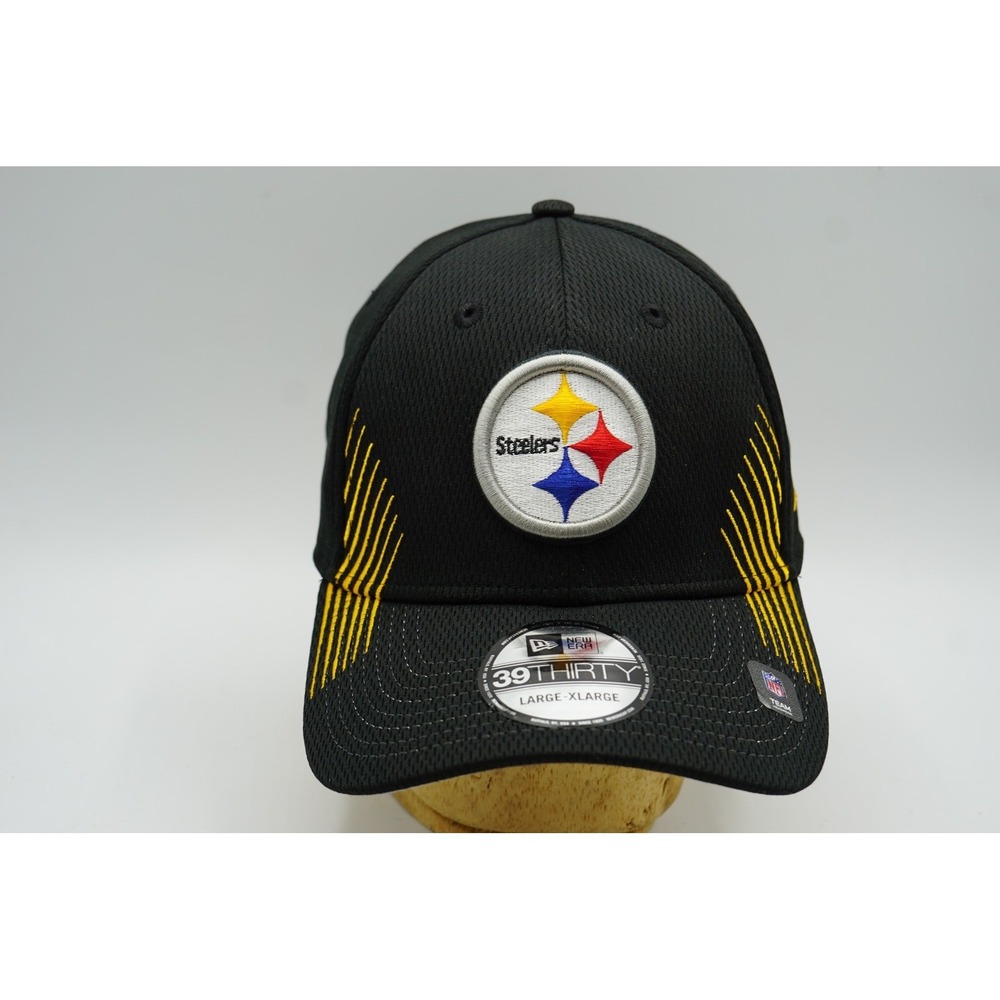 New Era Pittsburgh Steelers 39THIRTY NFL Flex Fit Hat Cap L/XL Black Yellow